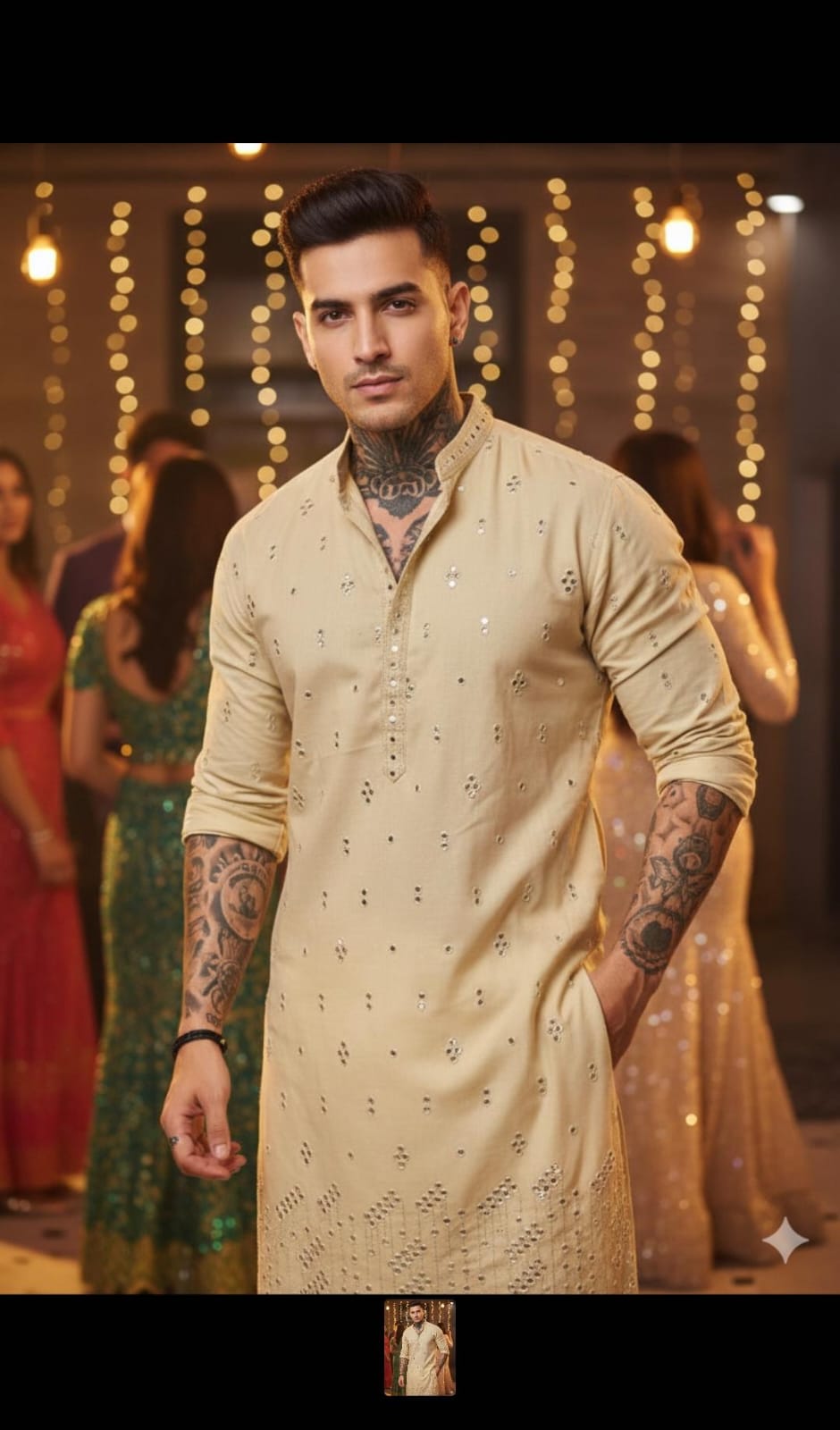 Royal Mirror Work Kurta Set