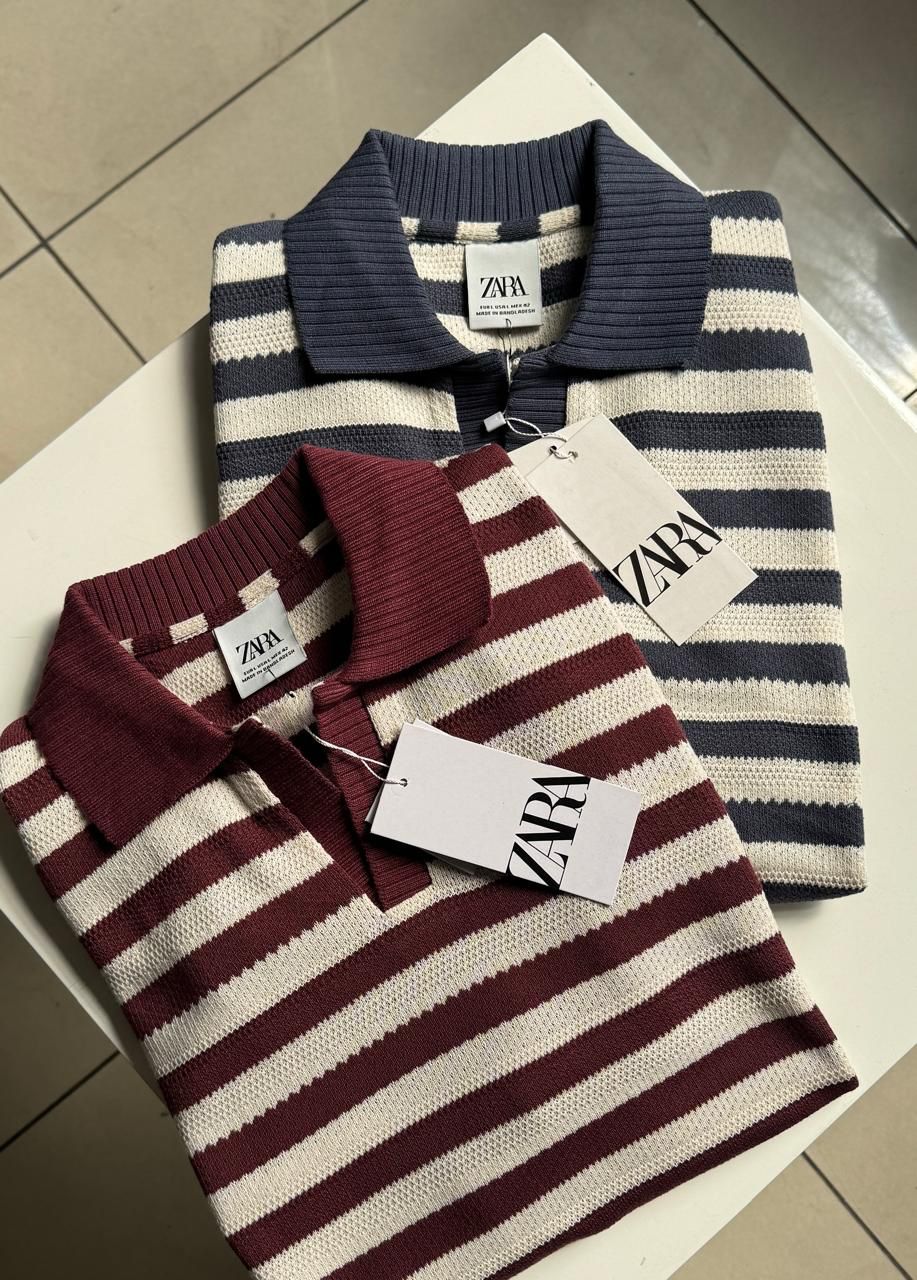 Cabana Collar Knitted Stripe Polo