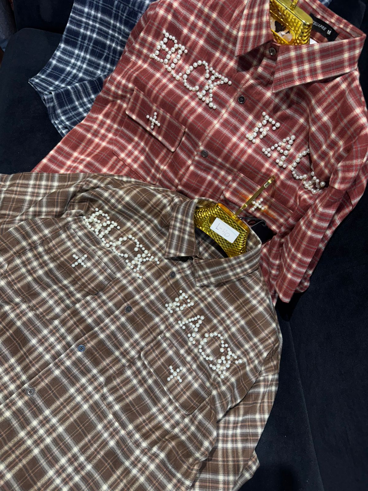 Premium Pearl Embellished Check Shirt