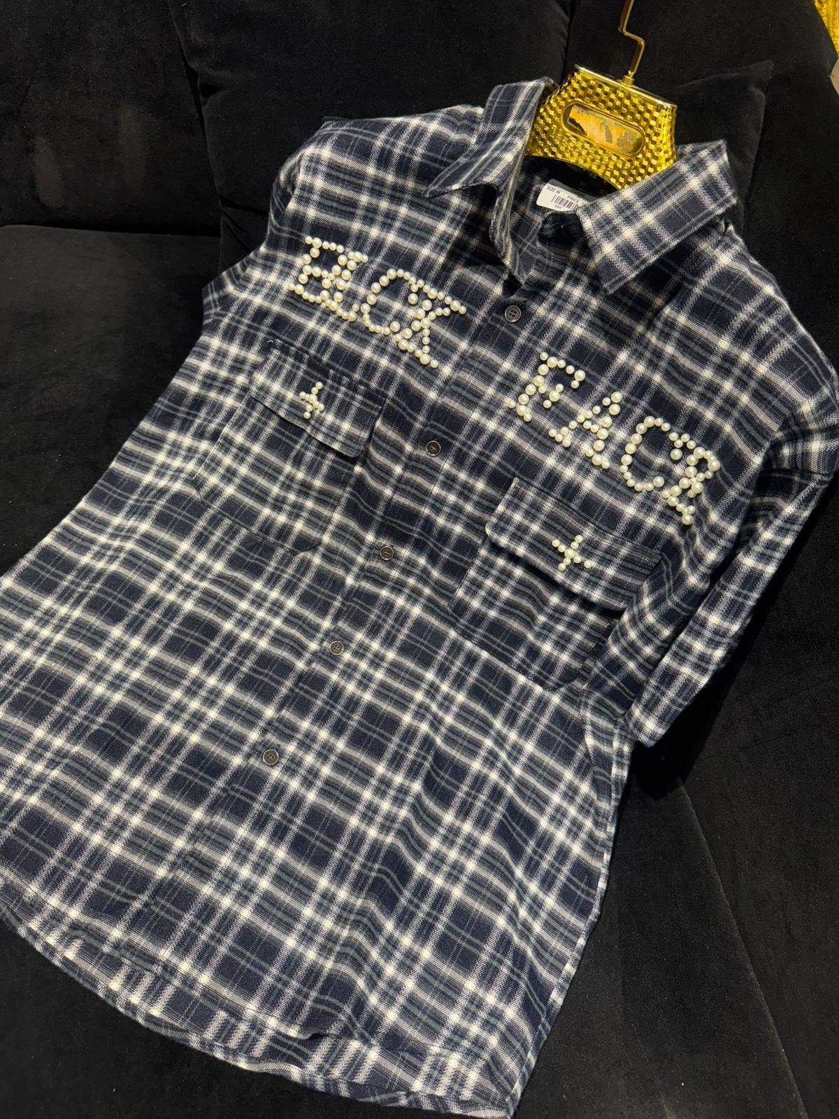 Premium Pearl Embellished Check Shirt