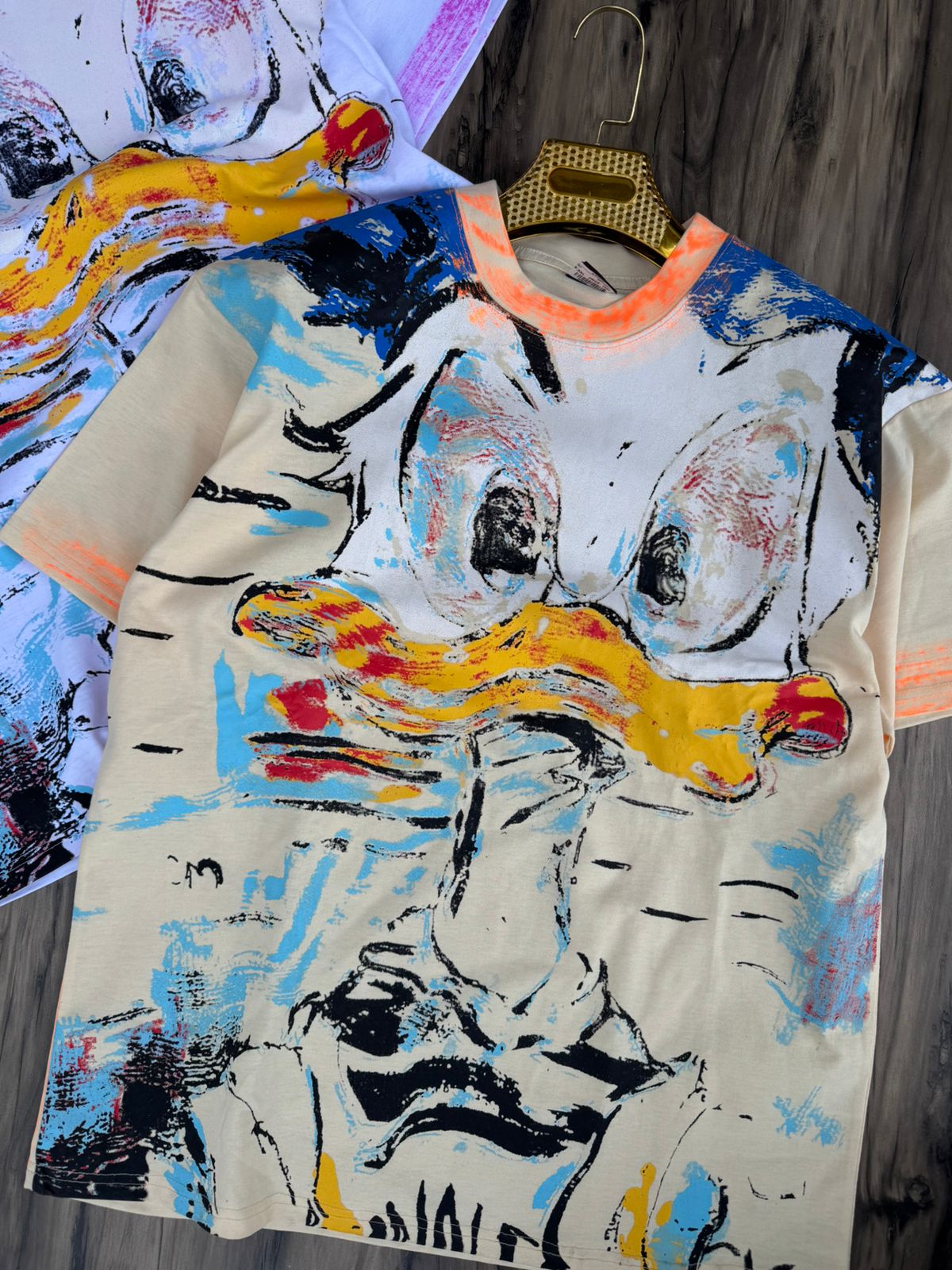 Hand-Painted Cartoon Art Tie-Dye T-Shirt