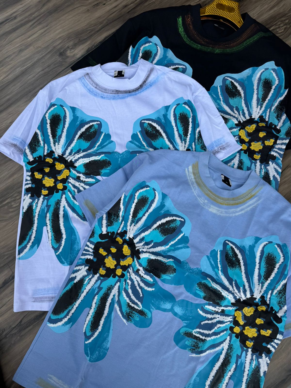 Hand-Painted Floral Art Street T-Shirt