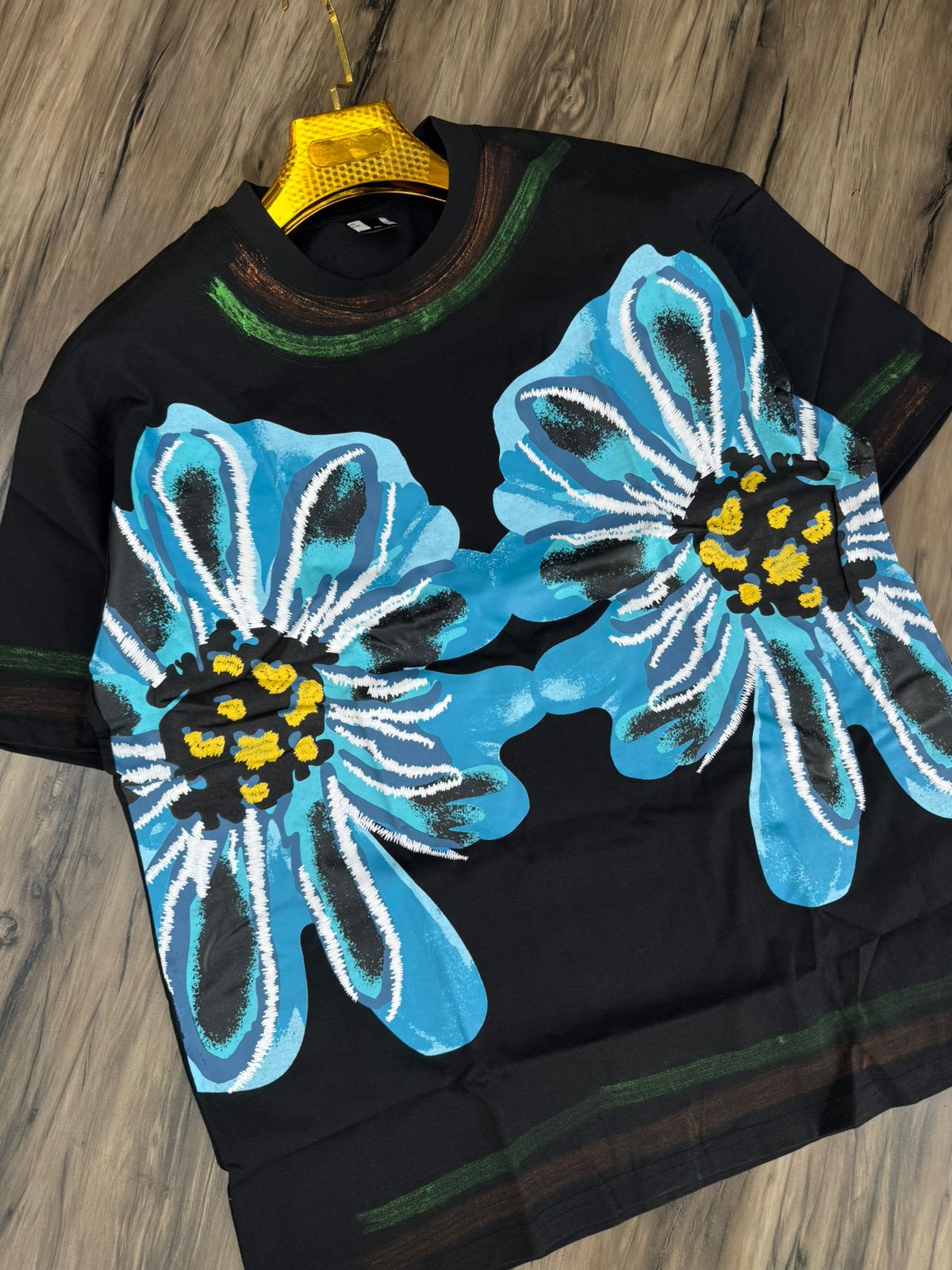 Hand-Painted Floral Art Street T-Shirt