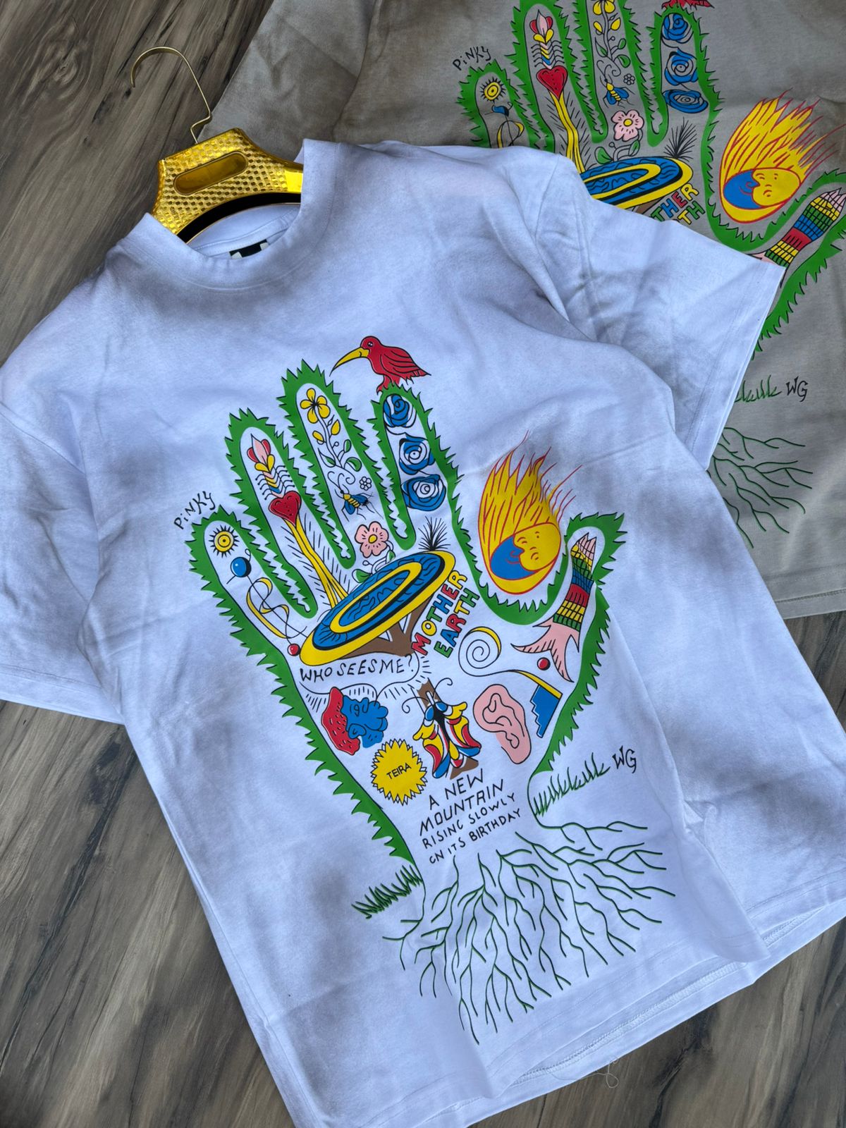 Hand-Painted Mother Earth Graphic T-Shirt