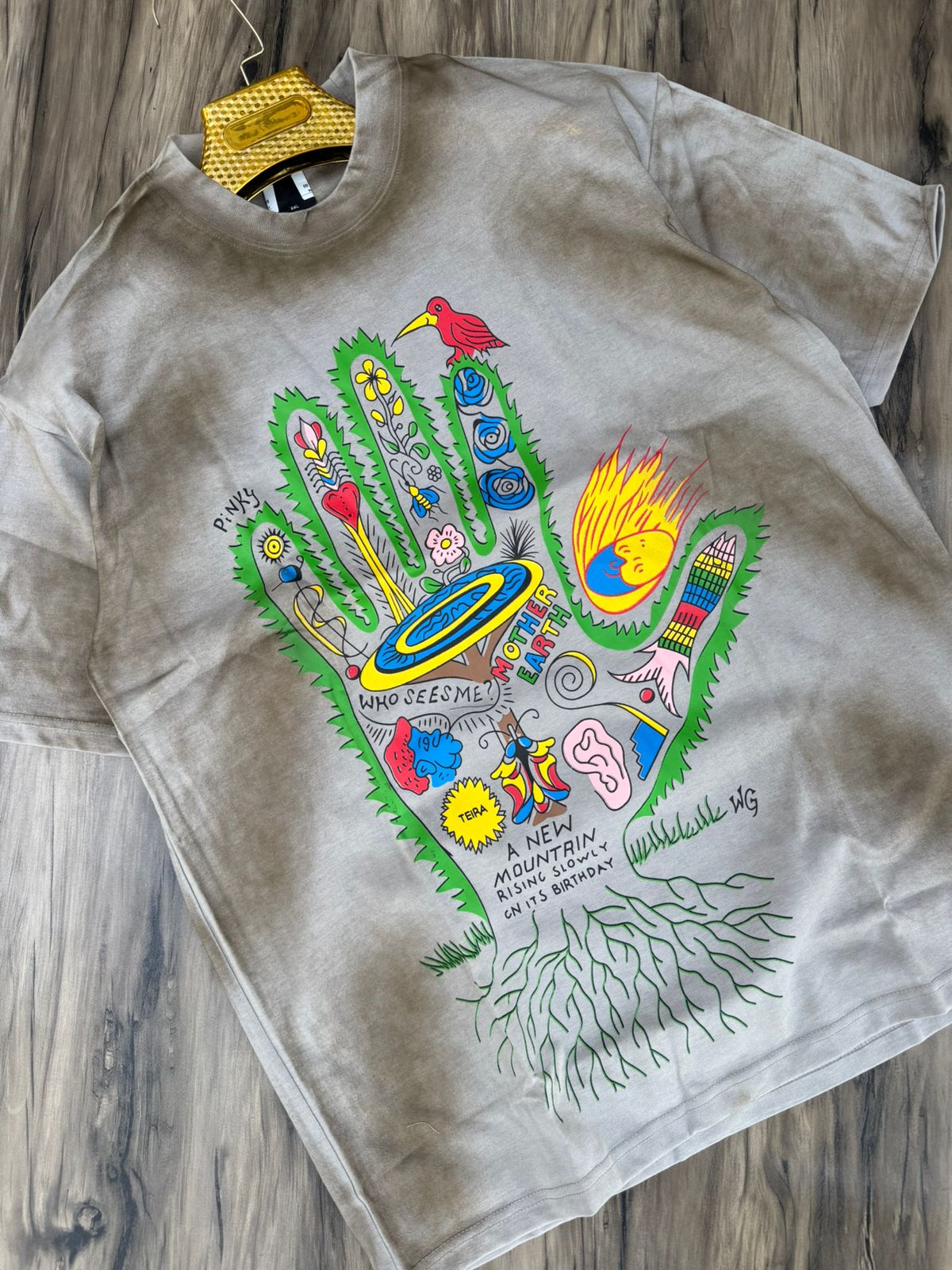 Hand-Painted Mother Earth Graphic T-Shirt