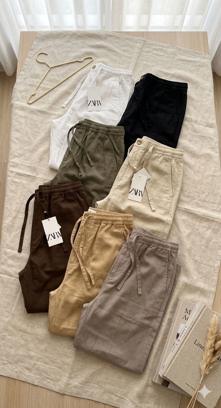 Premium Cotton Linen Straight Fit Summer Track Pants