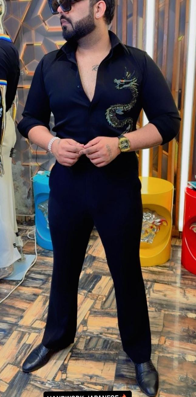 Imperial Dragon Hand-Embroidered Designer Shirt