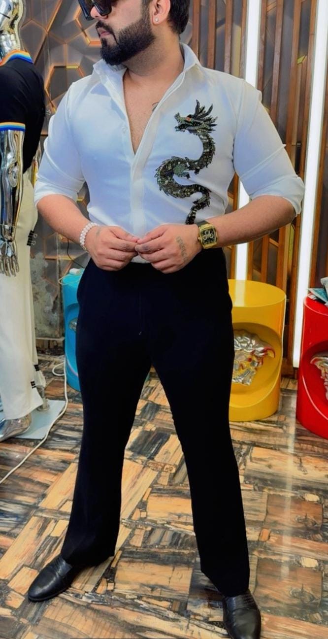Imperial Dragon Hand-Embroidered Designer Shirt