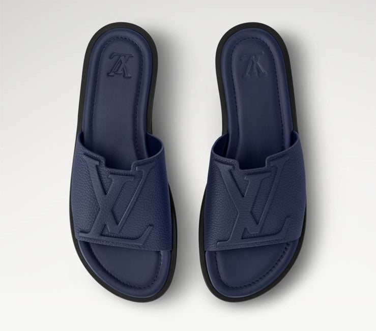 Signature Embossed Leather Mule Sliders