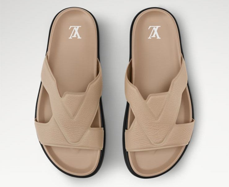Elite Cross-Strap Leather Mule Sliders