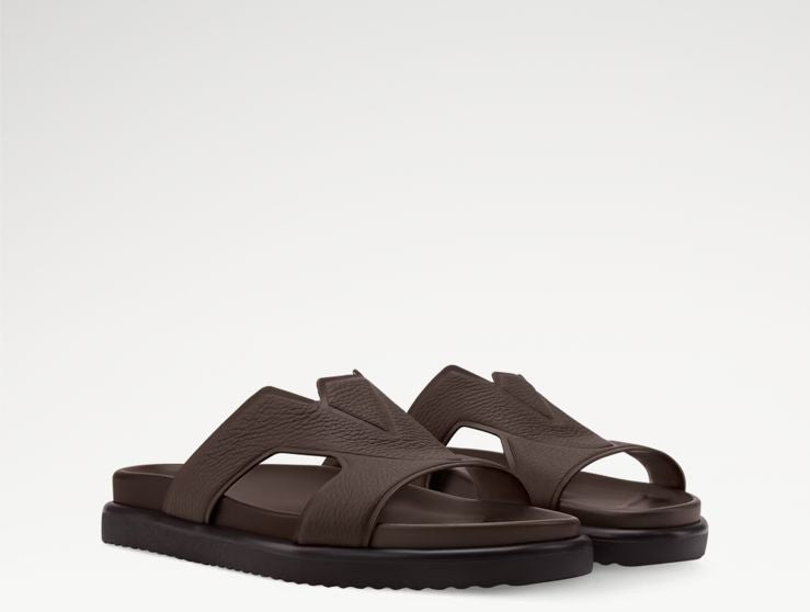 Elite Cross-Strap Leather Mule Sliders