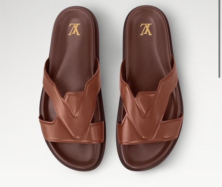 Elite Cross-Strap Leather Mule Sliders
