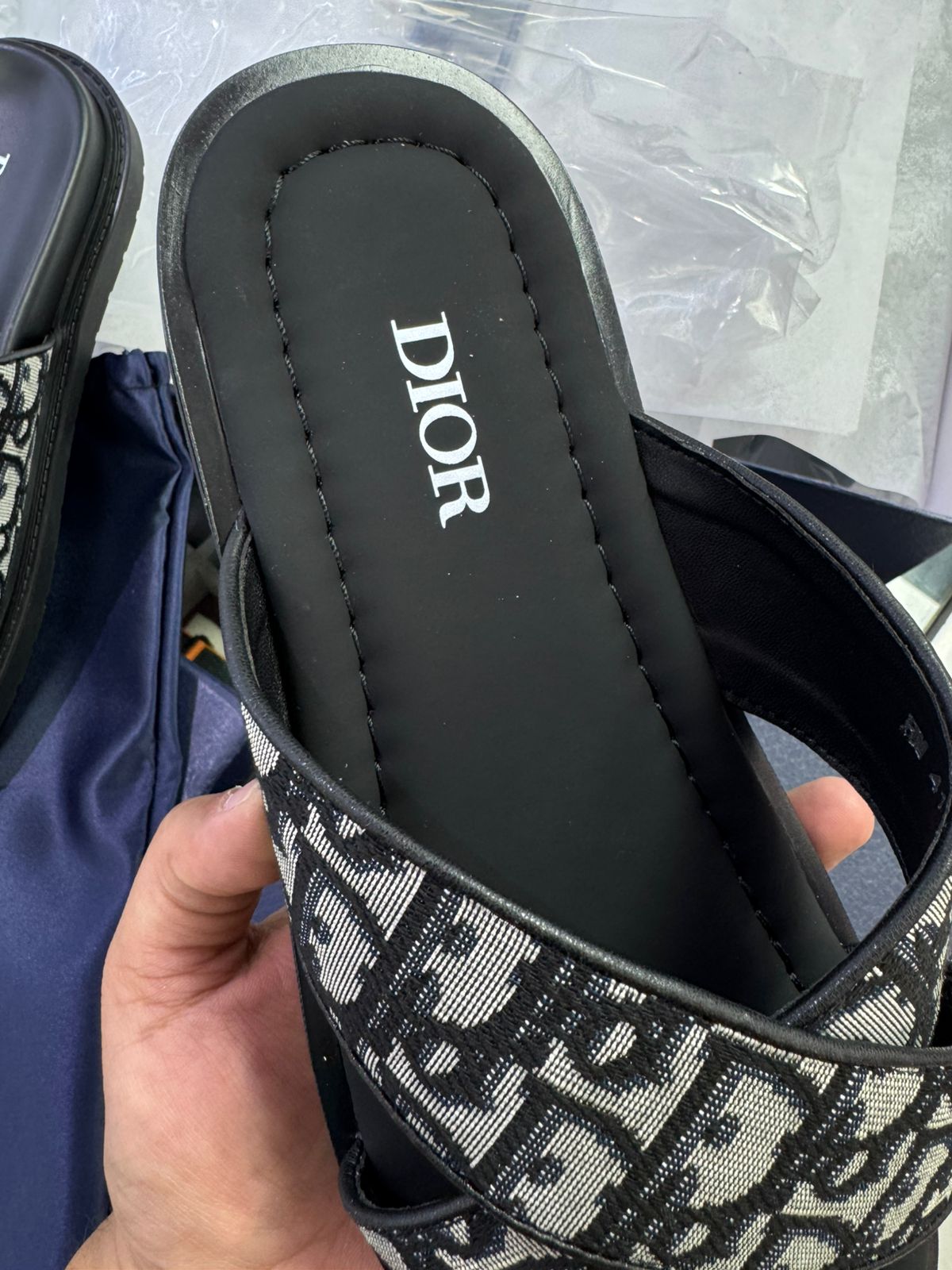 Cross Strap Monogram Luxe Slides