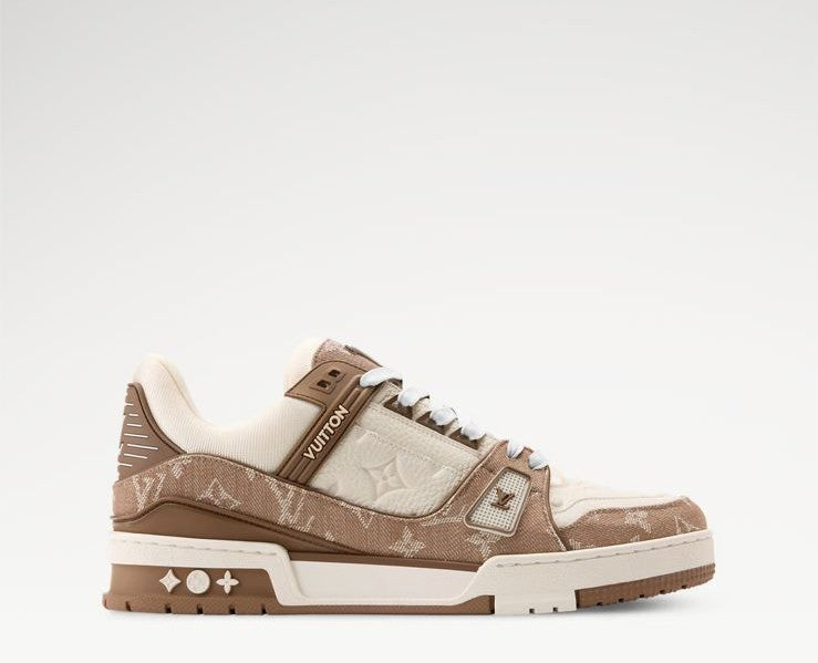 Luxury Trainer Sneakers – Beige Monogram Edition