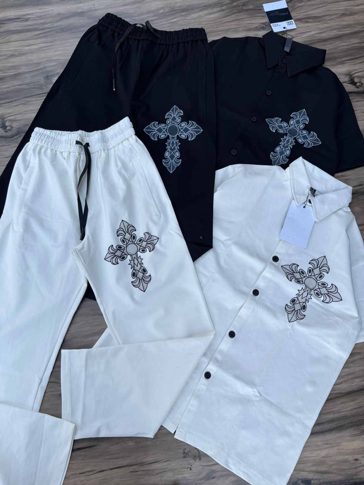 Monochrome Cross Print Cordset – Korean Premium Edition