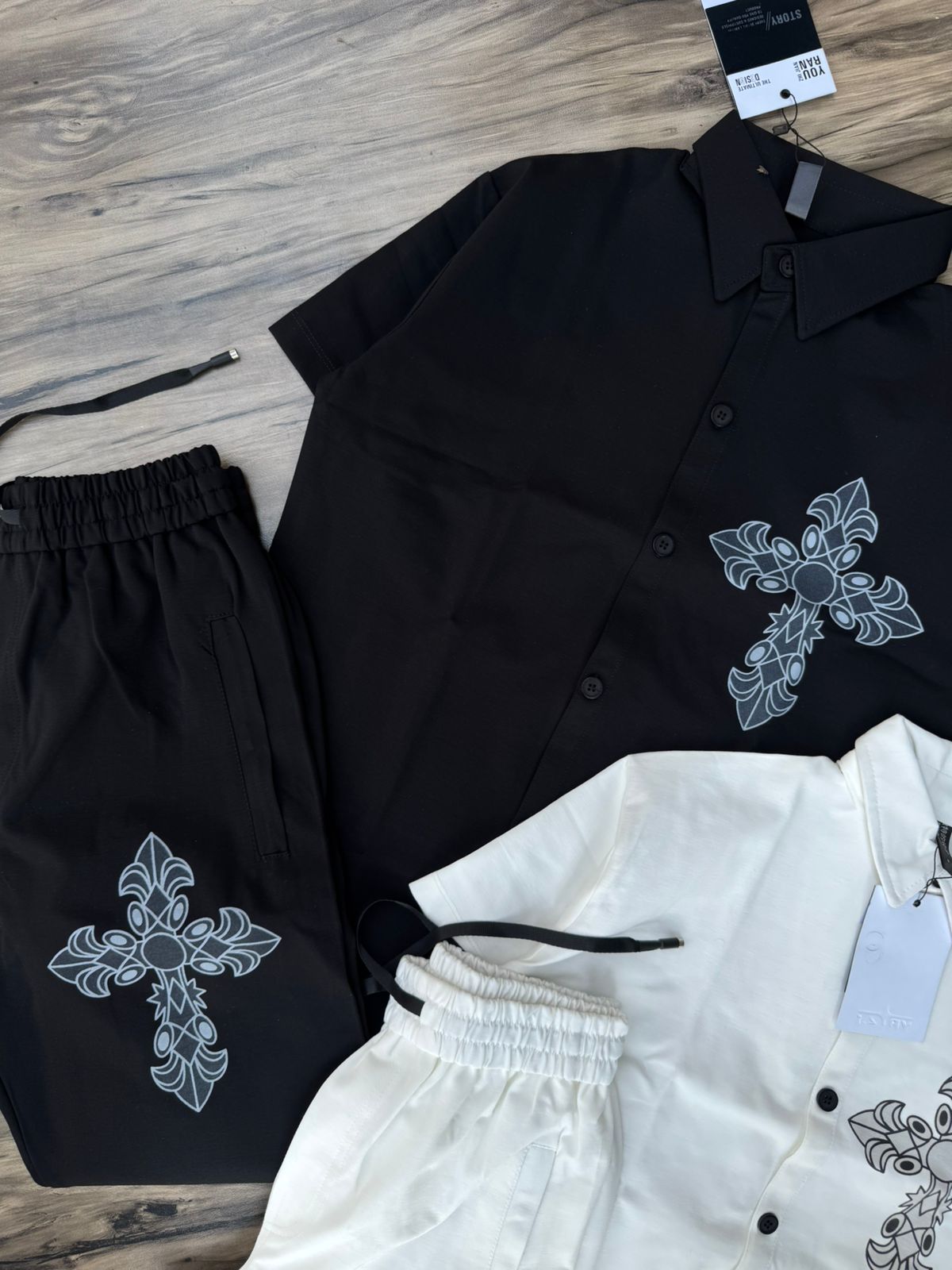 Monochrome Cross Print Cordset – Korean Premium Edition