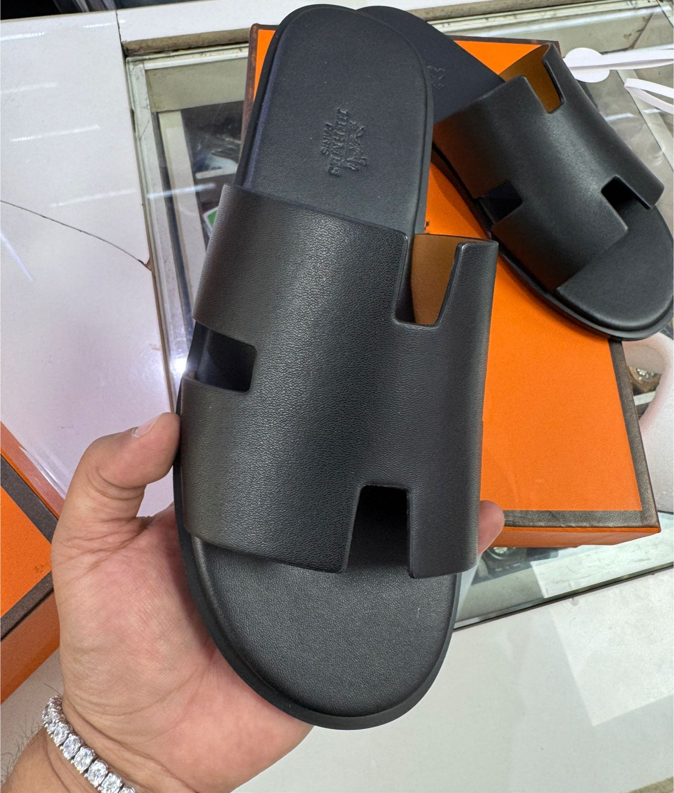 Elite H-Cut Premium Leather Slides