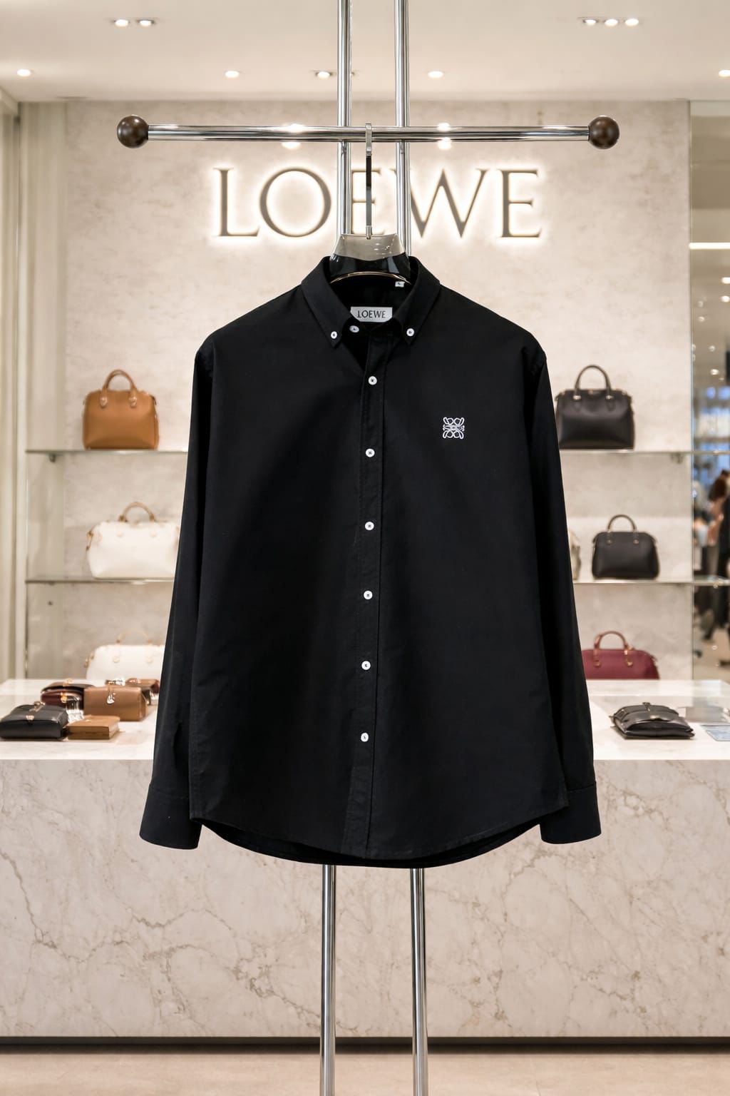 Minimal Logo Premium Cotton Button-Down Shirt
