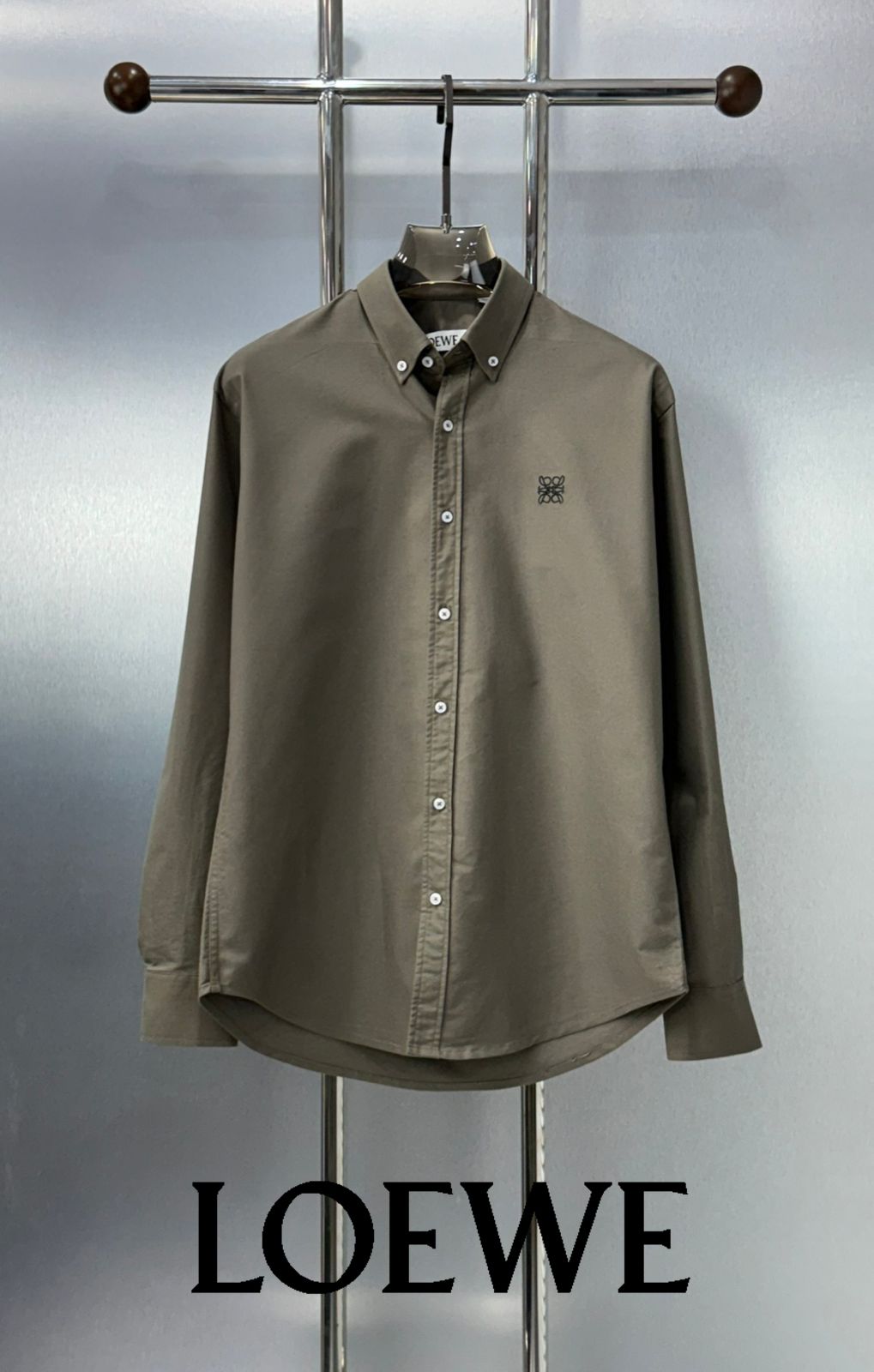 Minimal Logo Premium Cotton Button-Down Shirt