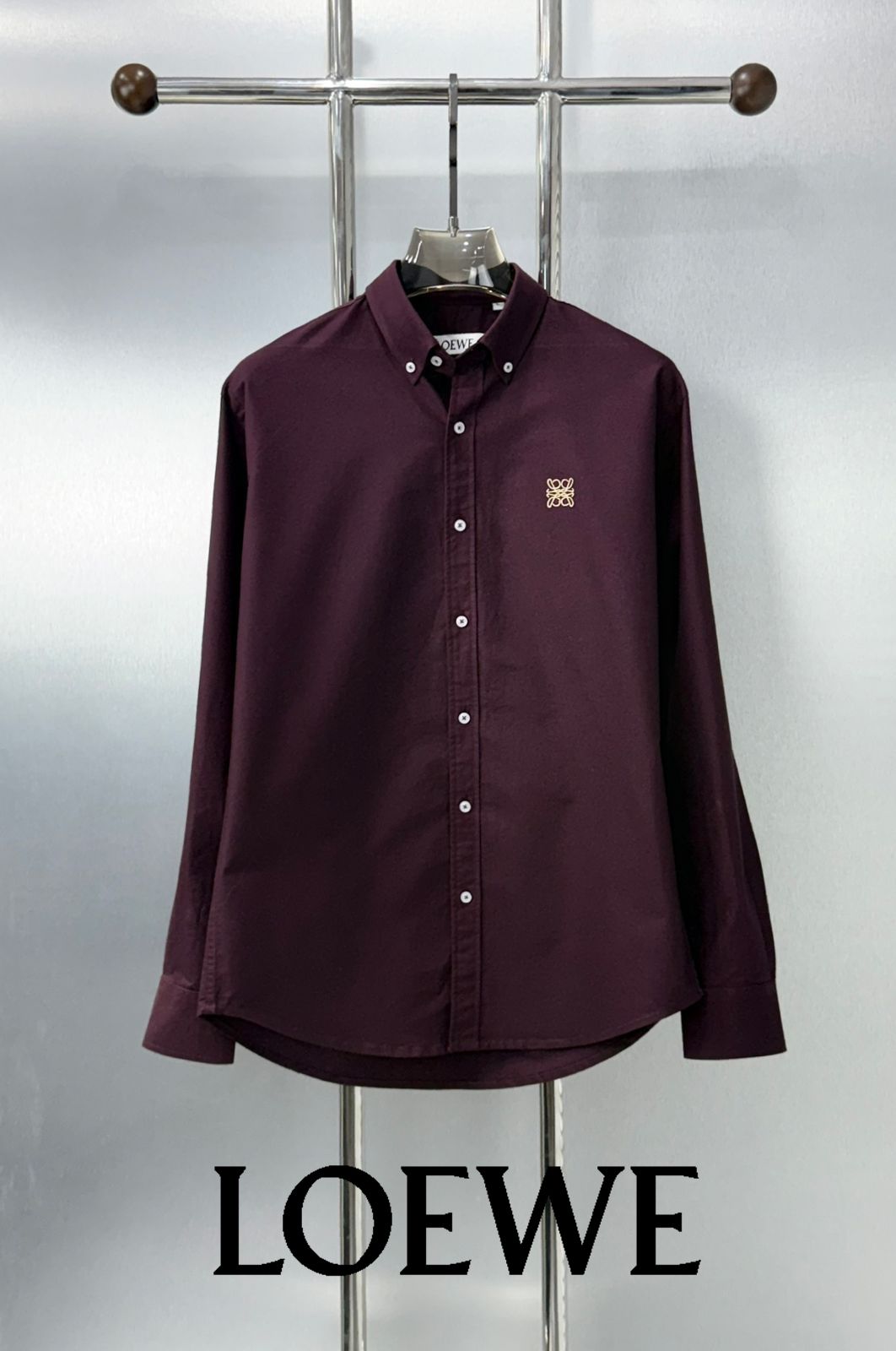Minimal Logo Premium Cotton Button-Down Shirt
