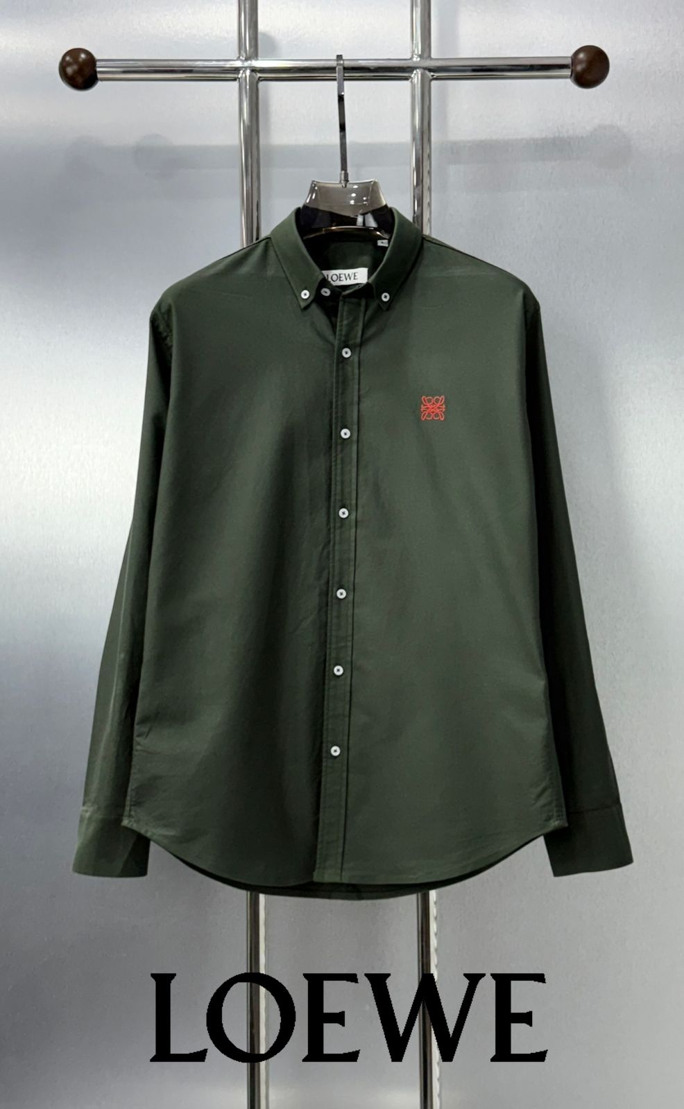 Minimal Logo Premium Cotton Button-Down Shirt