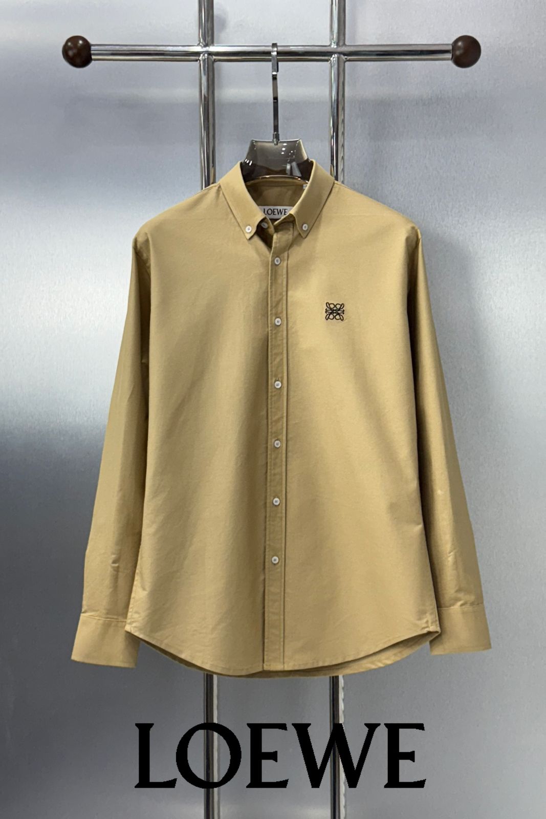 Minimal Logo Premium Cotton Button-Down Shirt