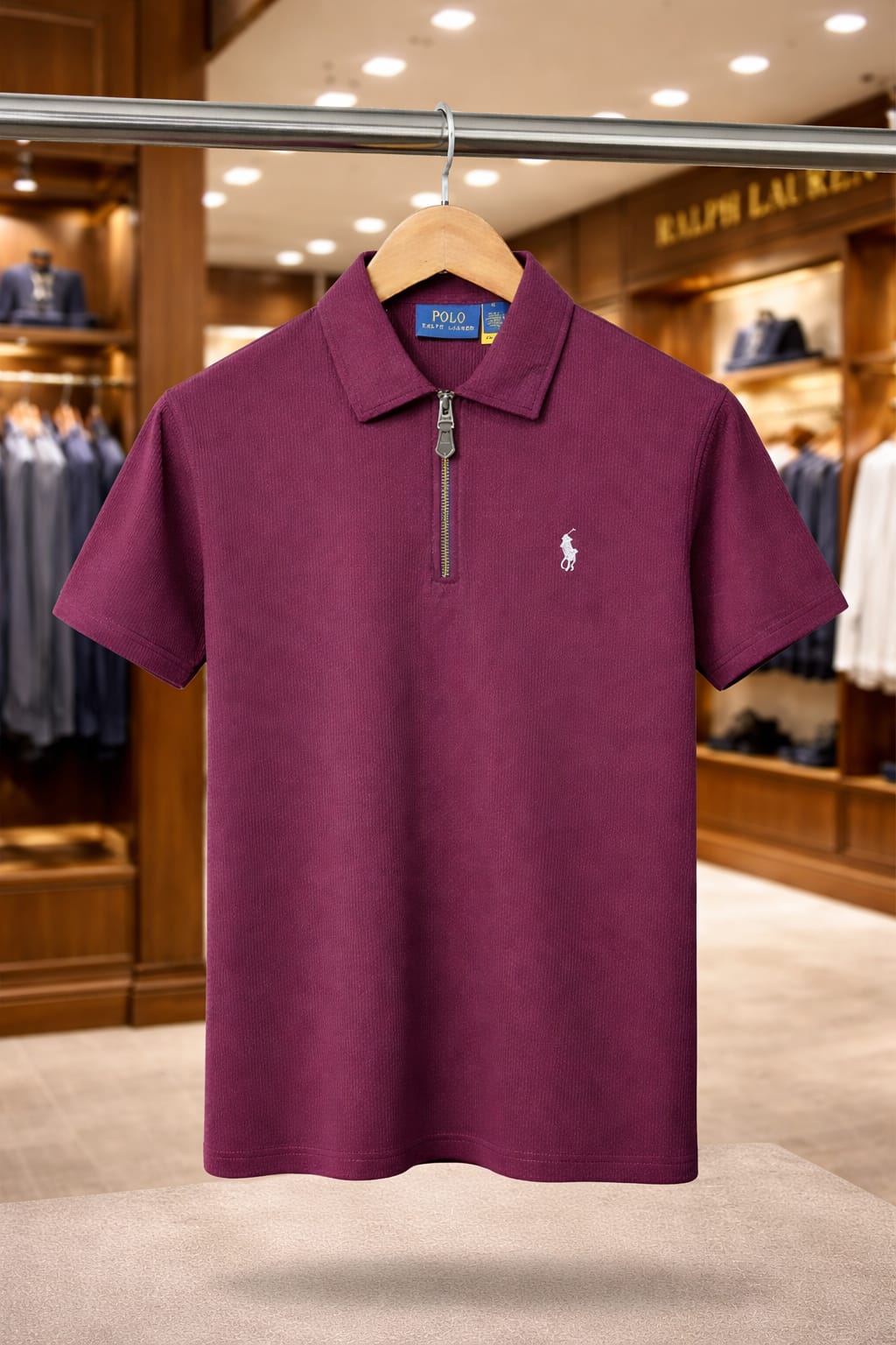 Premium Half-Zip Polo Tee – Luxe Rib Texture Edition