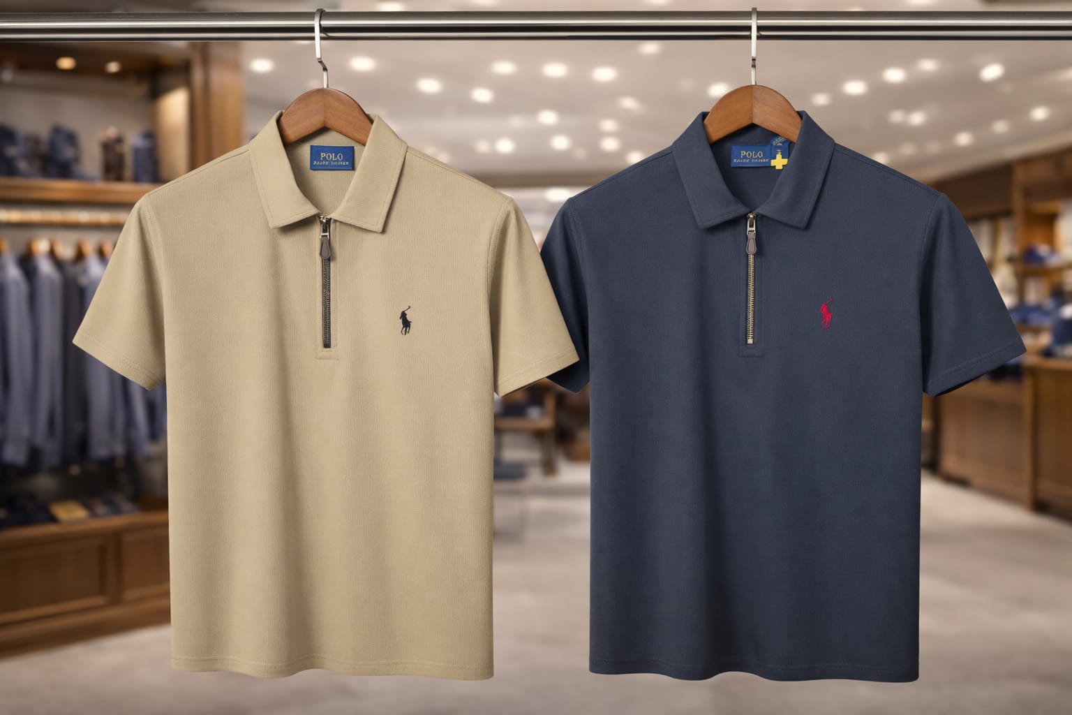 Premium Half-Zip Polo Tee – Luxe Rib Texture Edition