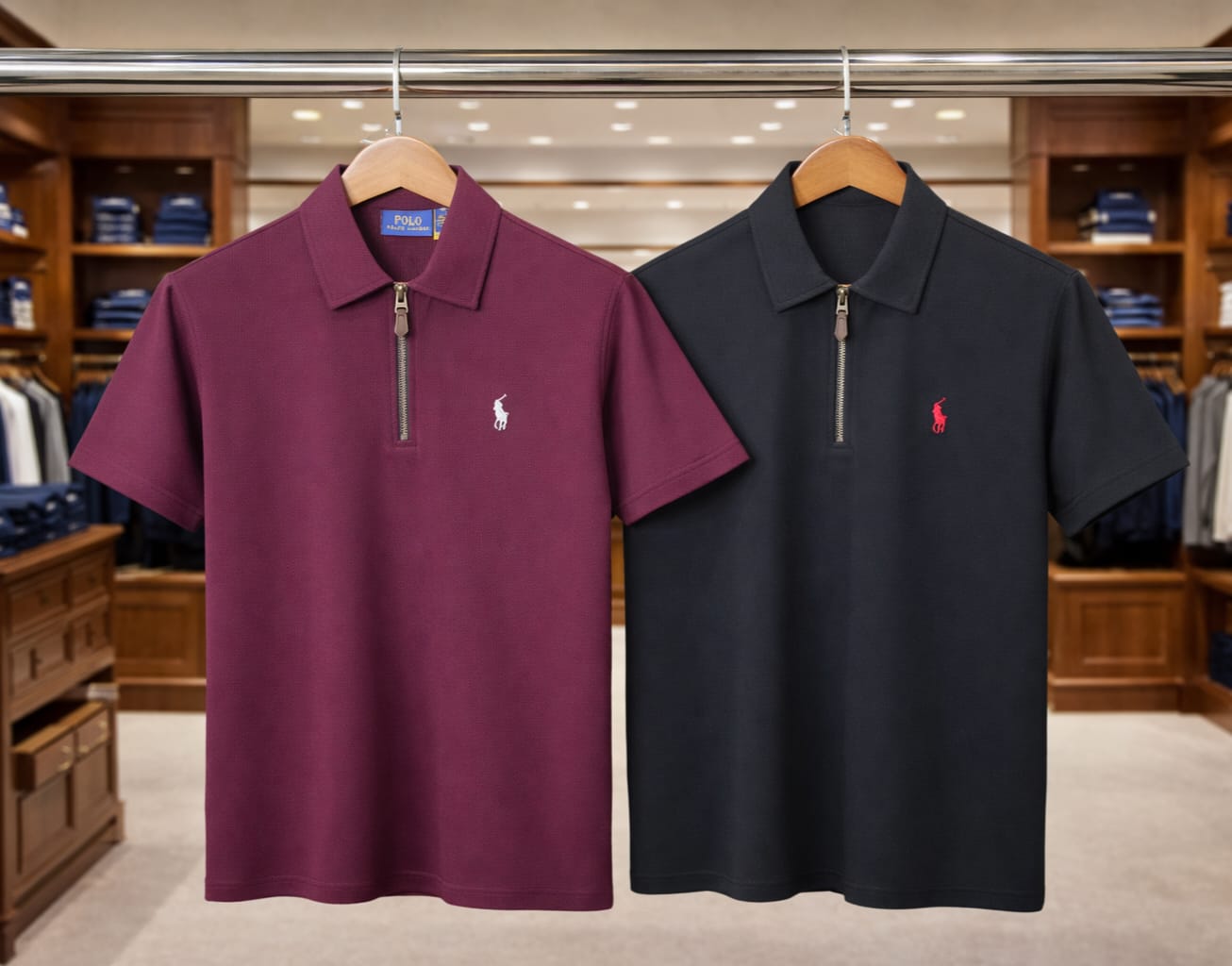 Premium Half-Zip Polo Tee – Luxe Rib Texture Edition