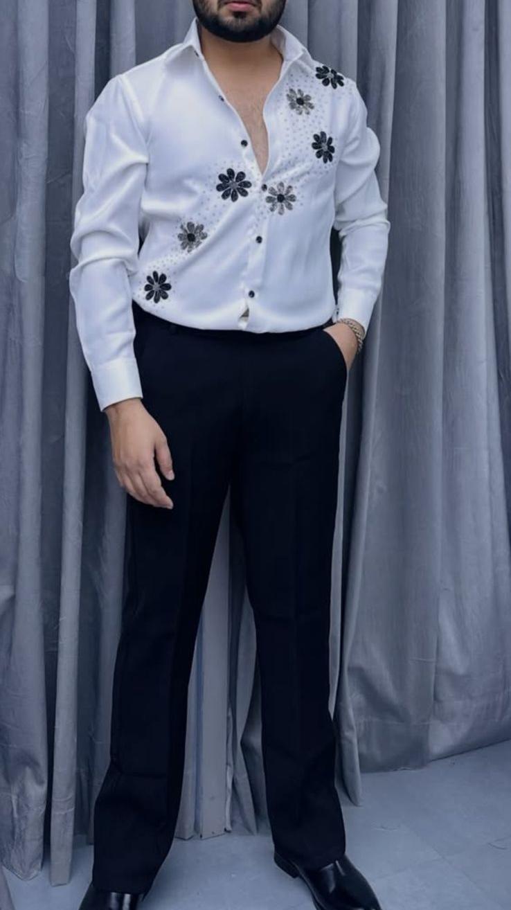Celestial Crystal Embellished Designer Shirt