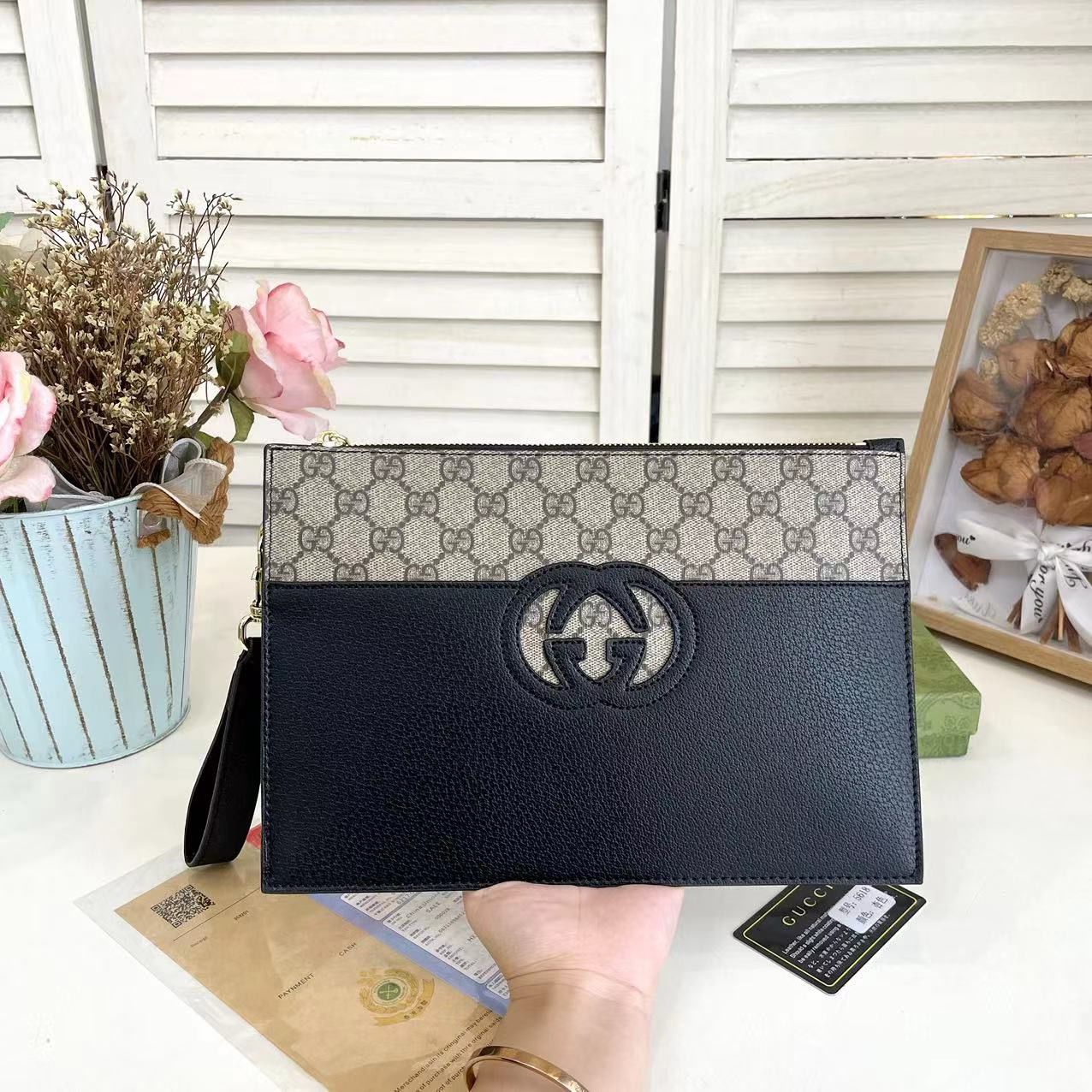 Monogram Luxe Leather Hand Pouch (Signature Edition)