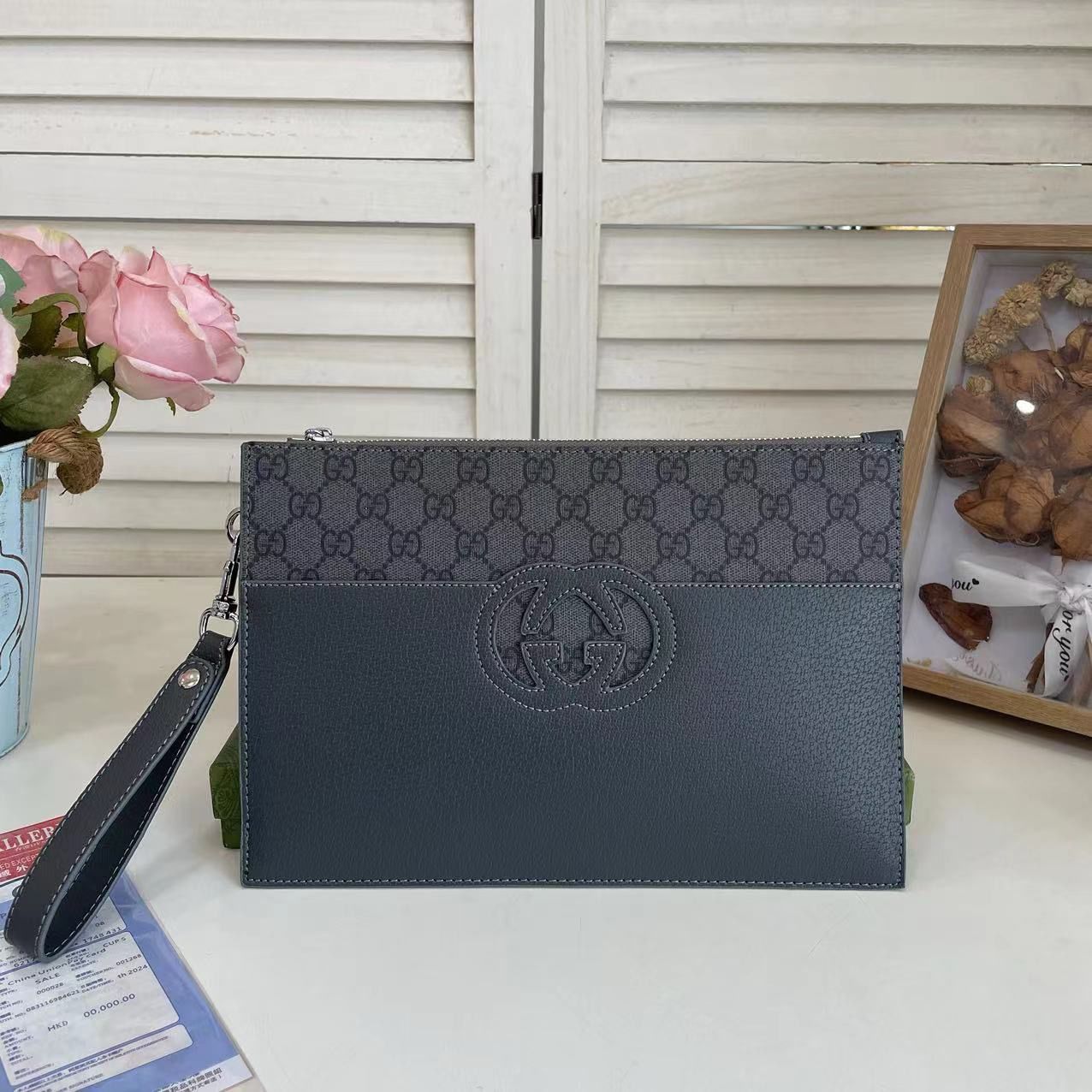 Monogram Luxe Leather Hand Pouch (Signature Edition)
