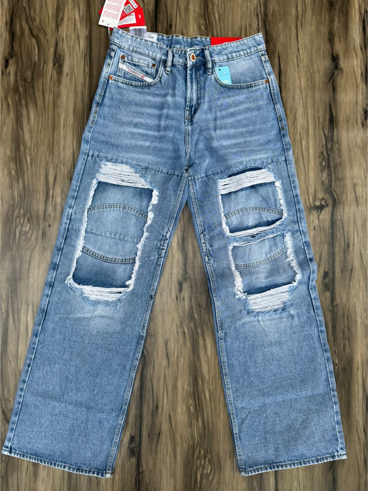 Distressed Straight Fit Denim – Vintage Wash Edition