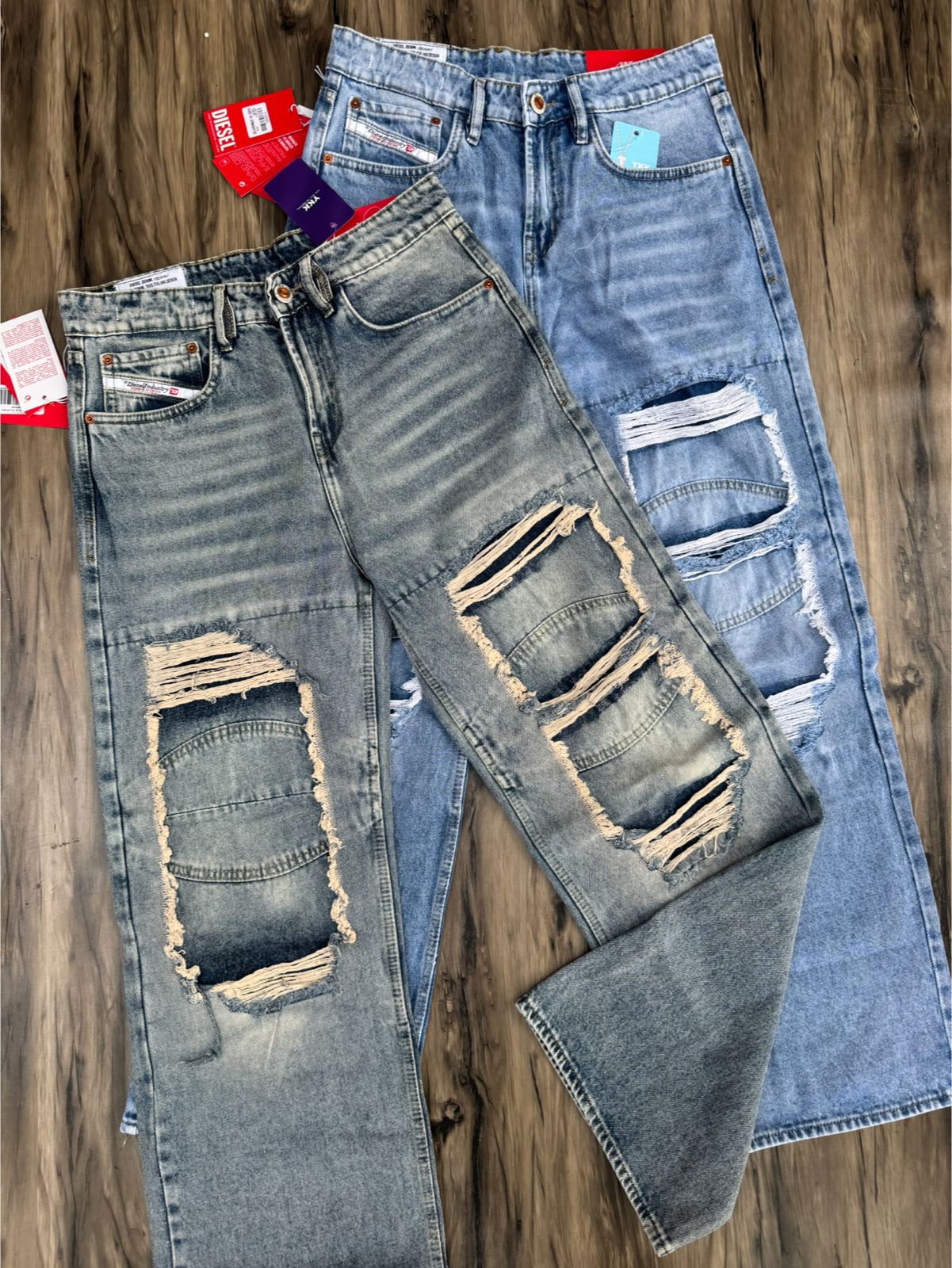 Distressed Straight Fit Denim – Vintage Wash Edition