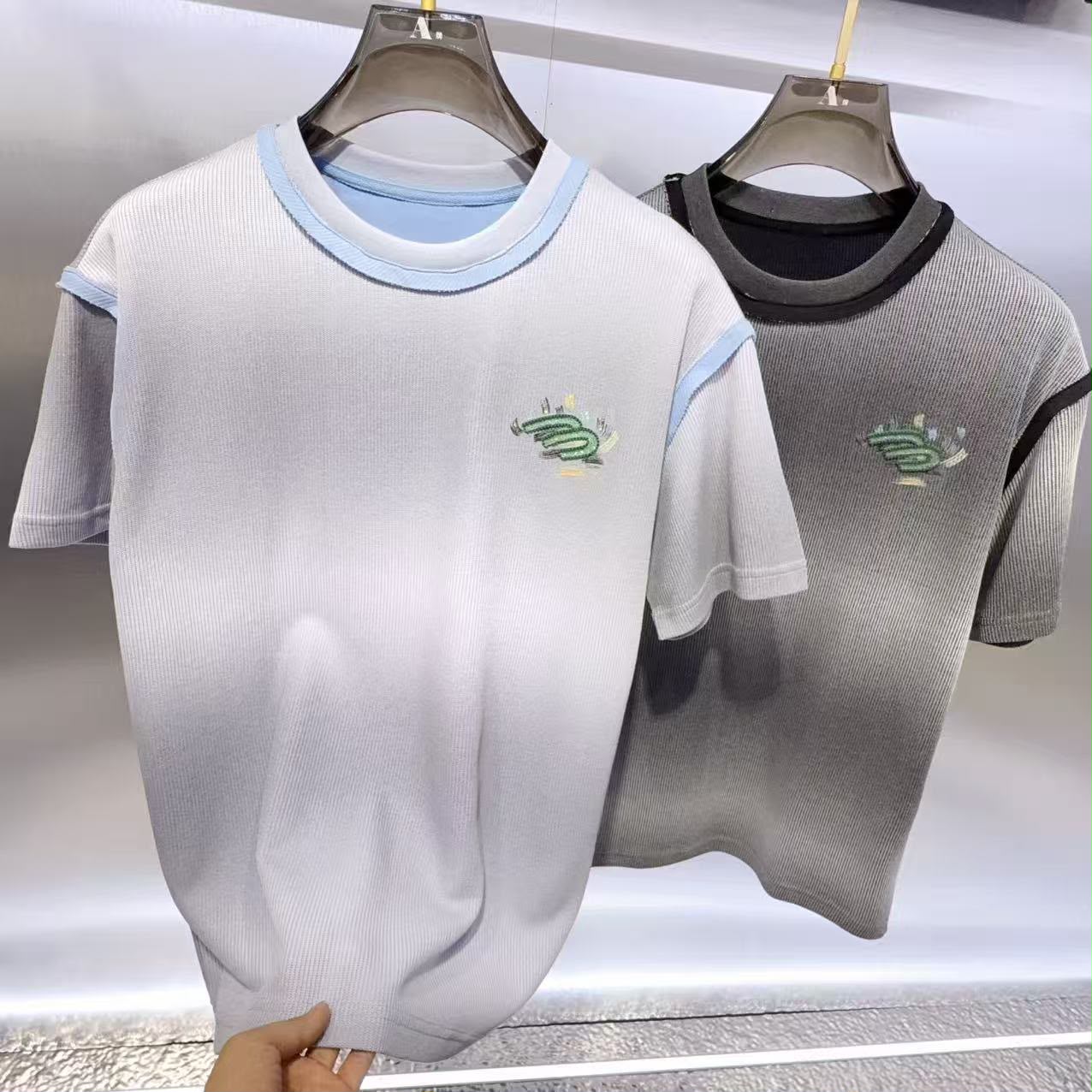 Premium Ribbed Knit T-Shirt