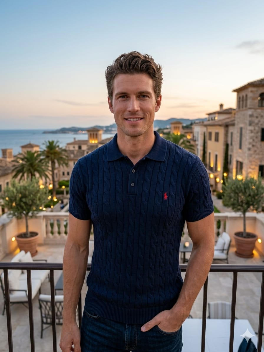 Cable Knit Polo T-Shirt