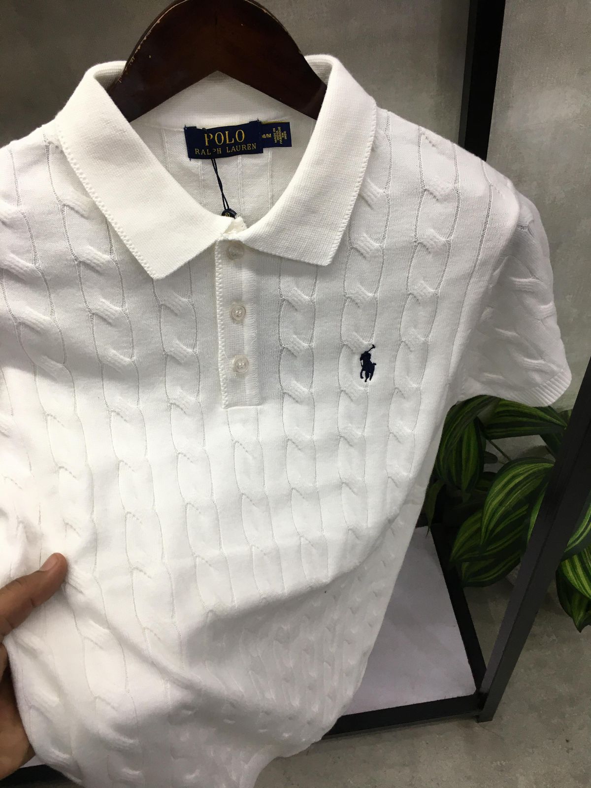 Cable Knit Polo T-Shirt