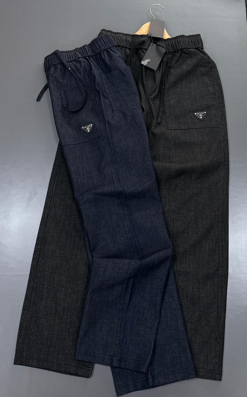 Premium Relaxed Fit Denim-Look Track Pants