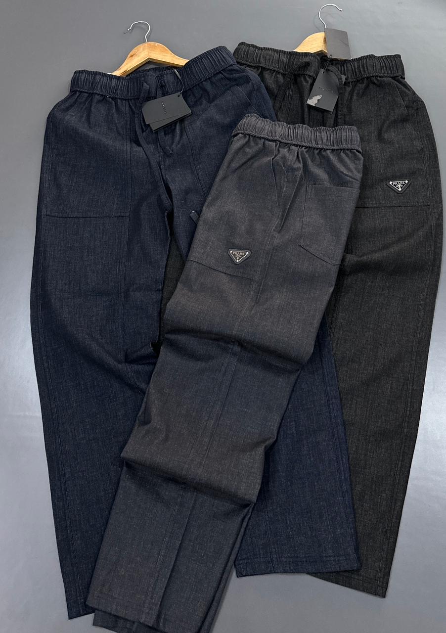 Premium Relaxed Fit Denim-Look Track Pants