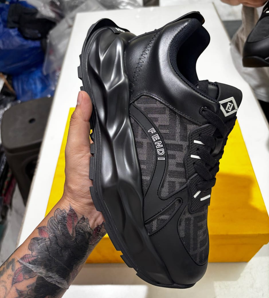 Premium Luxury Black Sneakers with Double Box Packaging