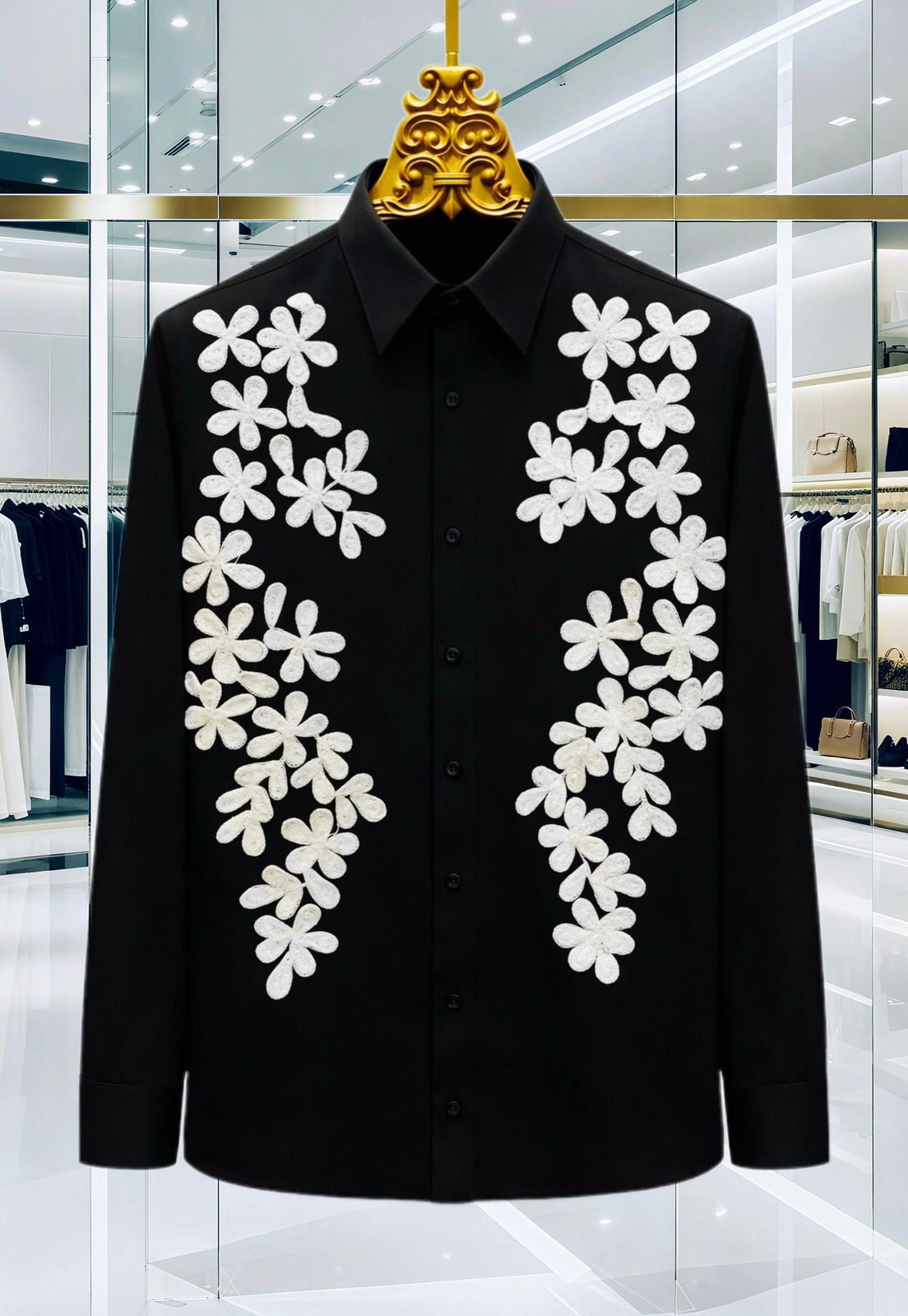 Floral Embroidery Designer Shirt