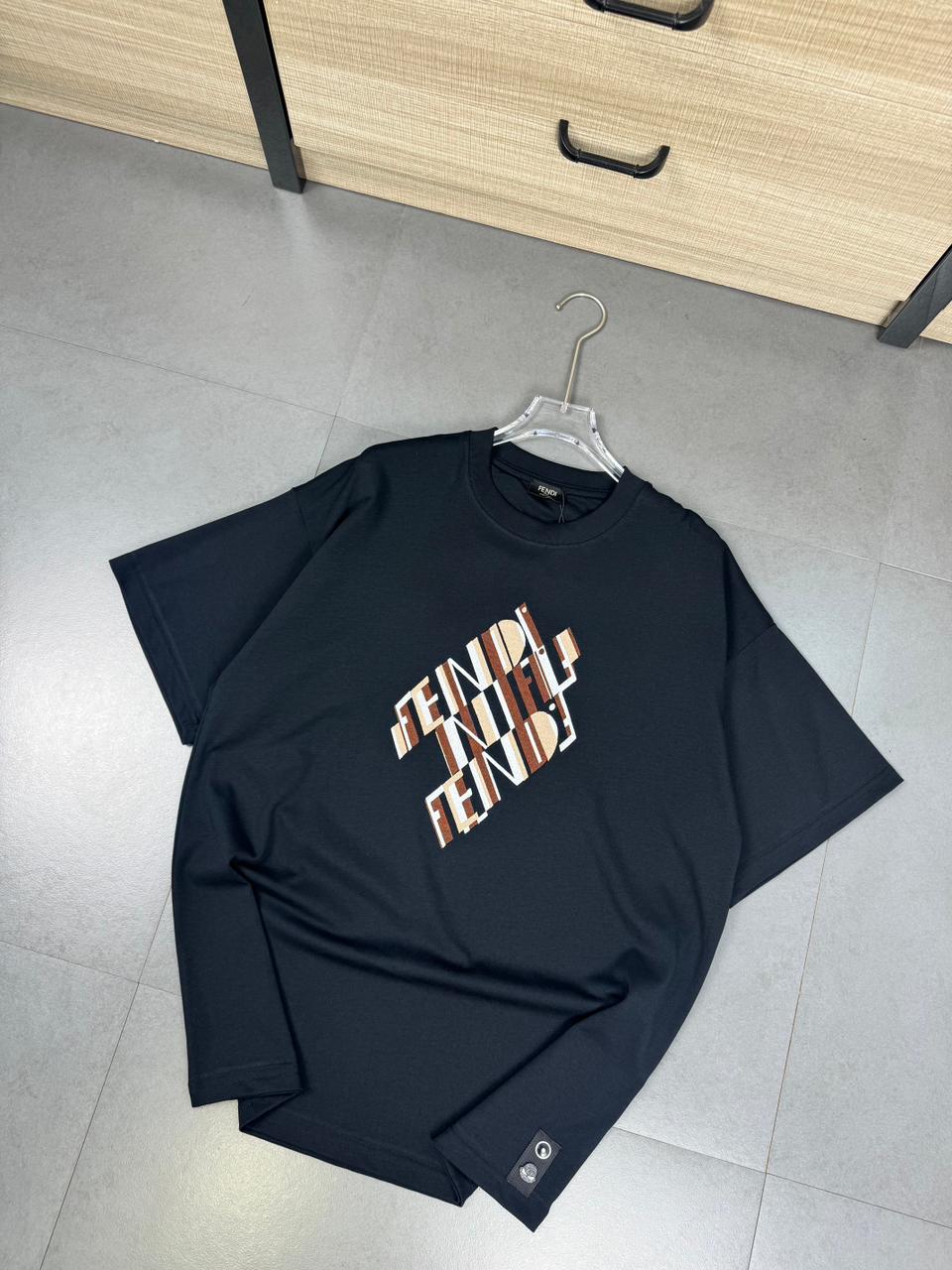 Abstract Monogram Print Crew Neck Tee