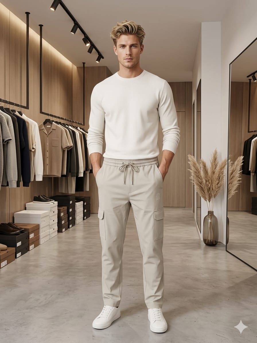 Premium Linen Cargo Track Pants