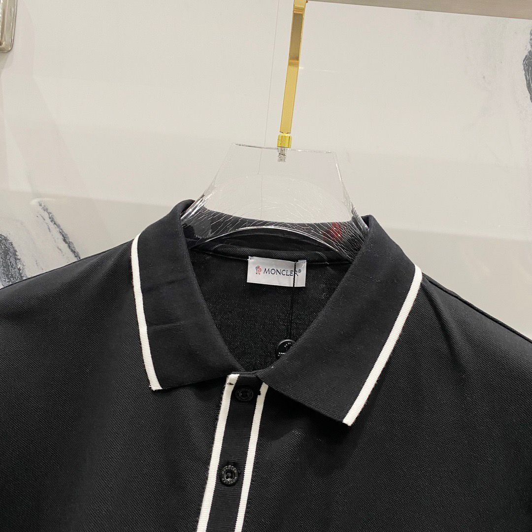 MONCLER Premium Cotton Polo T-Shirt with Contrast Collar & Pocket Detail